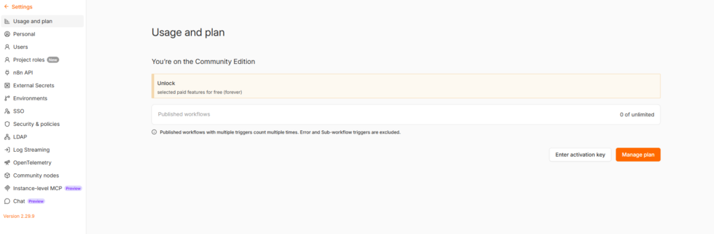 n8n 2.29.9 running locally on Windows showing the empty workflow canvas